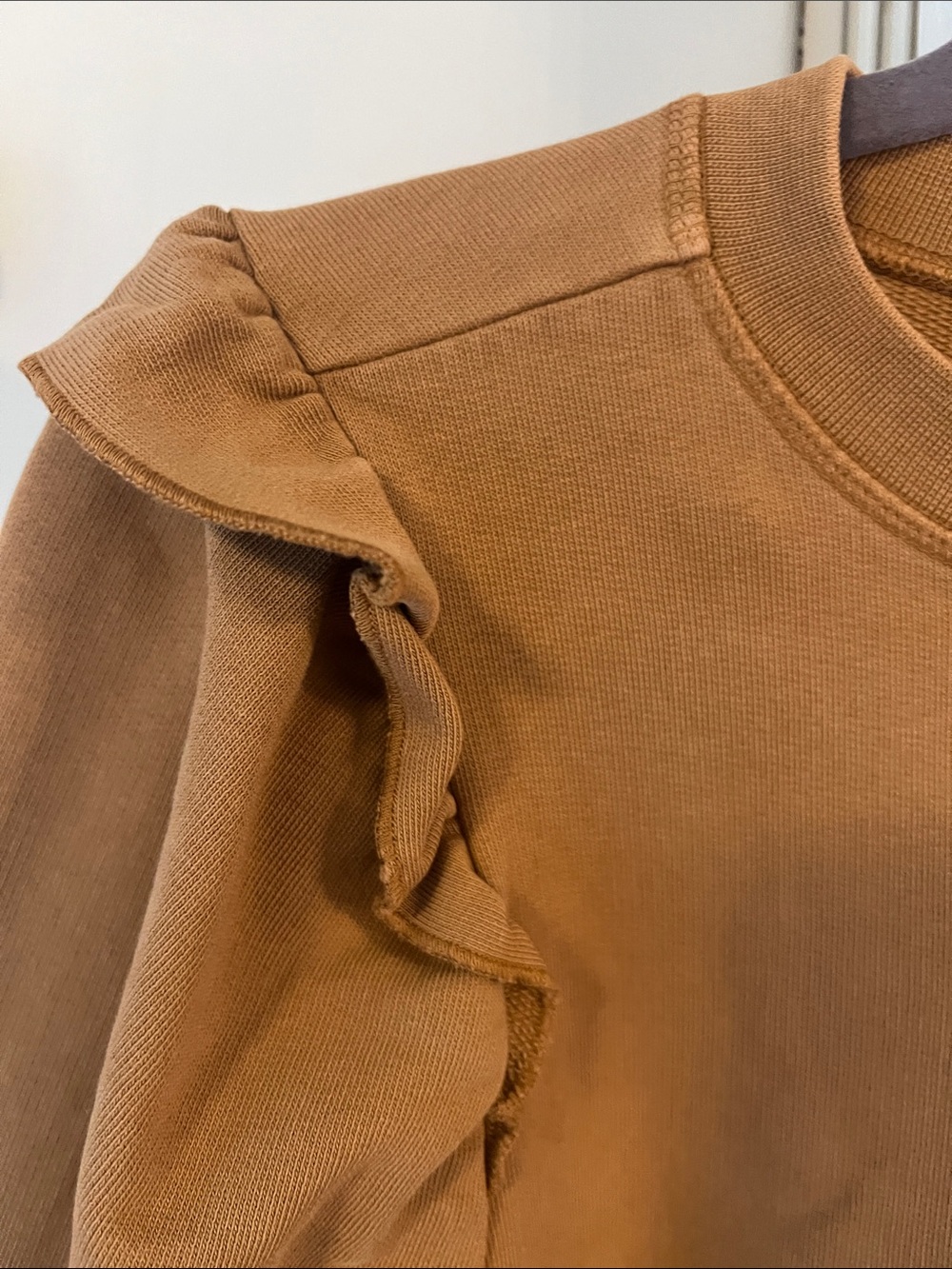 Roller Rabbit Mustard Brown Ruffle Sleeve Sweatshirt - Picture 4 of 7